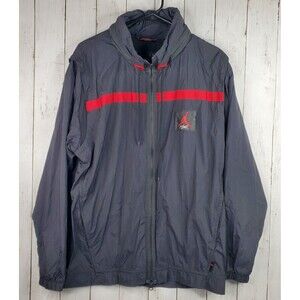 Nike Jordan Flight Track Jacket Men's Size Medium Black Red Zip Up Hooded GUC